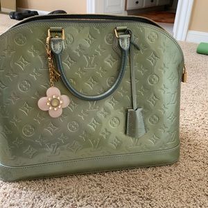 Louis Vuitton Vernis Alma GM bag and LV charm